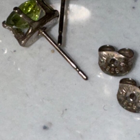 Sterling Silver Peridot Post Earrings - Picture 14 of 16